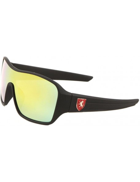 Wrap Soft Rubber Oversized Shield Wrap Around Sunglasses - Black & Red Frame - CL18EXNLK6L $14.25