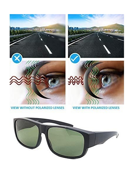 Sport Fit Over Polarized Sunglasses Driving Clip on Sunglasses to Wear Over Prescription Glasses - Black-green - CK18SHMA6EZ ...