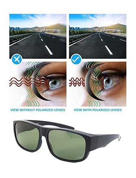 Sport Fit Over Polarized Sunglasses Driving Clip on Sunglasses to Wear Over Prescription Glasses - Black-green - CK18SHMA6EZ ...