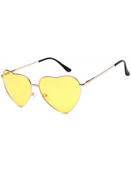 Round Women's S014 Heart Aviator 55mm Sunglasses - Yellow - C6186HKC6R8 $19.38