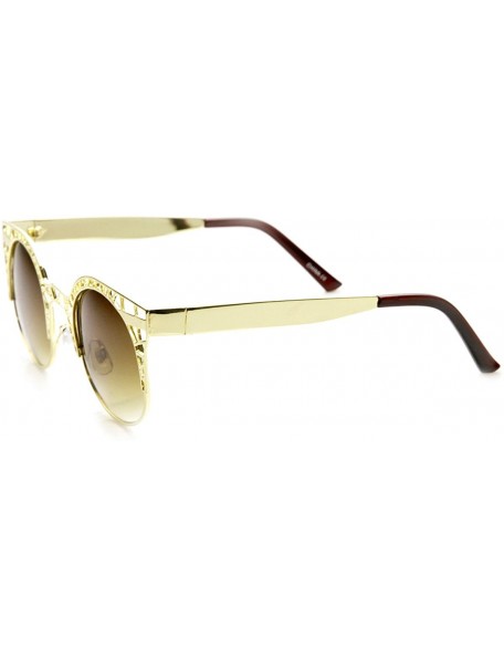 Cat Eye High Fashion Metal Cut Out Hollow Out Frame Round Cat Eye Sunglasses - Gold - C511R4Q8OSF $12.90