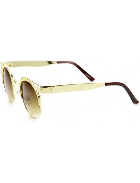 Cat Eye High Fashion Metal Cut Out Hollow Out Frame Round Cat Eye Sunglasses - Gold - C511R4Q8OSF $12.90