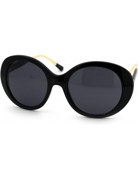 Round Womens Thick Plastic Oval Round Mod Designer Sunglasses - All Black - CP18WHOZ8A5 $11.71