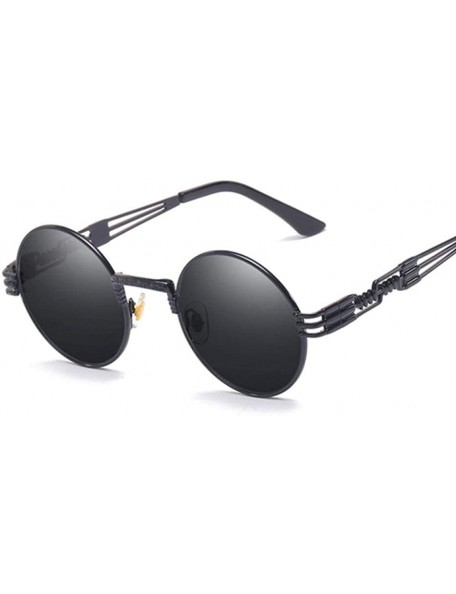 Aviator Metal Round Steampunk Sunglasses Men Women Fashion Glasses Brand SilverSilver - Blackgray - CZ18XQYM0G3 $10.08