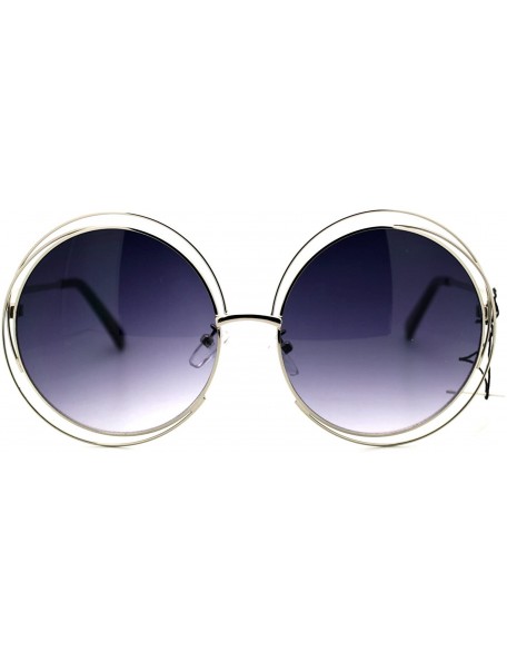 Oversized Womens Sunglasses Super Oversized Round Circle Wire Metal Frame - Silver - CX121P30RHX $26.64