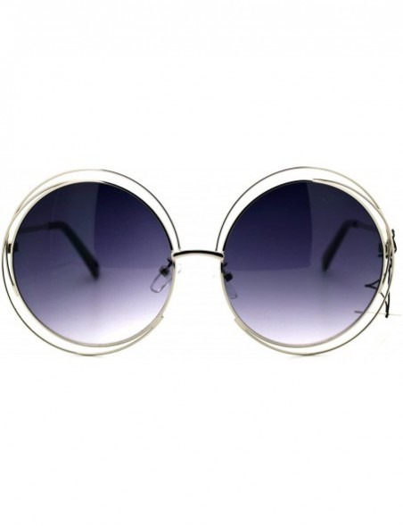 Oversized Womens Sunglasses Super Oversized Round Circle Wire Metal Frame - Silver - CX121P30RHX $15.18