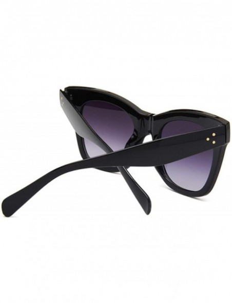 Aviator Fashion Square Sunglasses Women Accessories Rivets Sun Glasses Gradient Cateye Eyewear UV400 O163 - Black - Grey - C3...