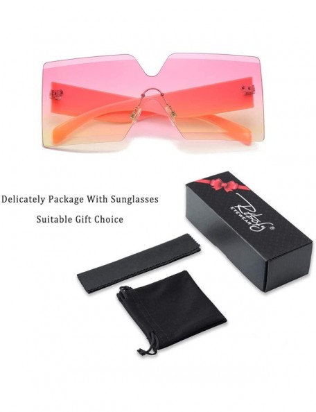 Oversized Oversized Square Sunglasses for Women Rimless Frame Candy Color Transparent Glasses - Pink-yellow - CA18INXGD3E $11.06