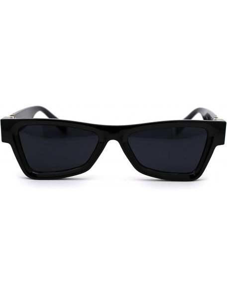 Rectangular Womens Luxury Squared Triangular Thick Plastic Horn Mob Sunglasses - All Black - CA18WZX6HLG $17.52