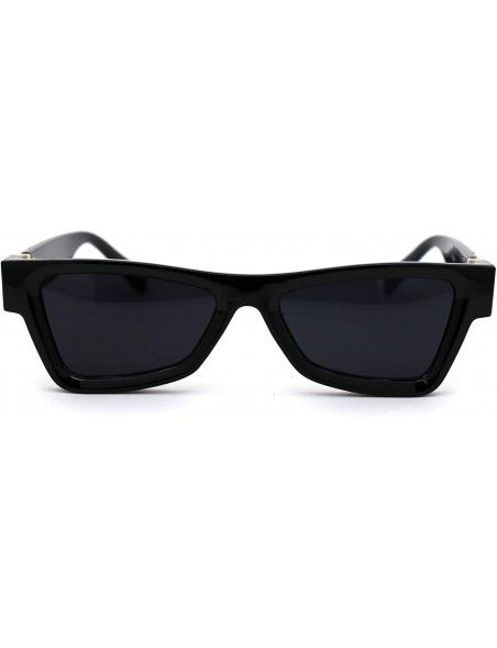 Rectangular Womens Luxury Squared Triangular Thick Plastic Horn Mob Sunglasses - All Black - CA18WZX6HLG $17.52