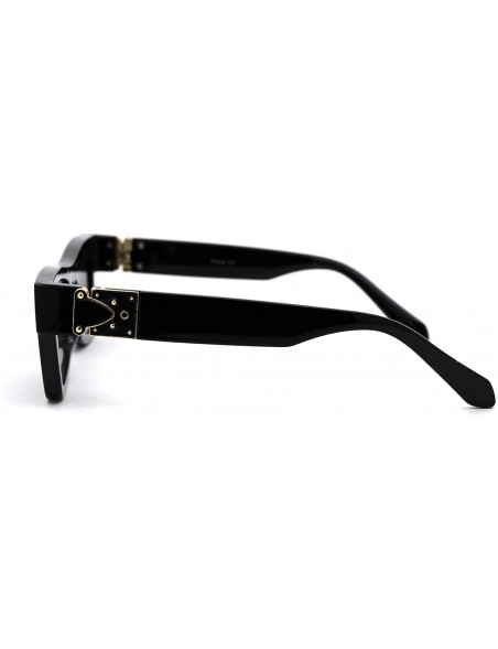 Rectangular Womens Luxury Squared Triangular Thick Plastic Horn Mob Sunglasses - All Black - CA18WZX6HLG $17.52