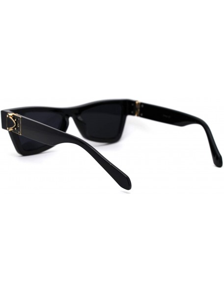 Rectangular Womens Luxury Squared Triangular Thick Plastic Horn Mob Sunglasses - All Black - CA18WZX6HLG $17.52