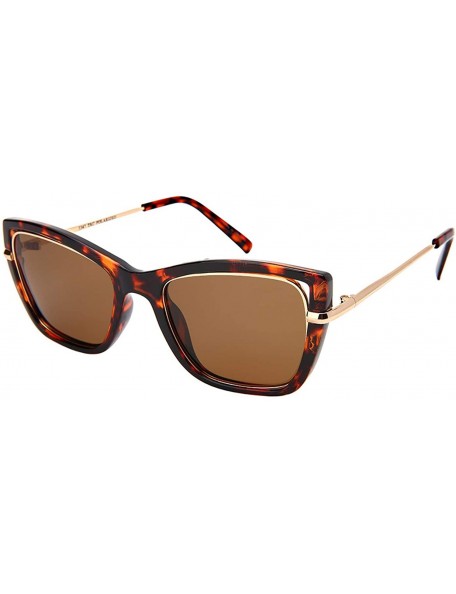 Square Women's 100% UV400 Protection Tac Polarized Square Lens Fashion Sunglasses - Tortoise/Gold - CV193MWZW7Q $12.47