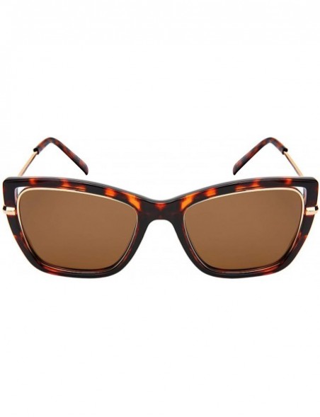 Square Women's 100% UV400 Protection Tac Polarized Square Lens Fashion Sunglasses - Tortoise/Gold - CV193MWZW7Q $12.47