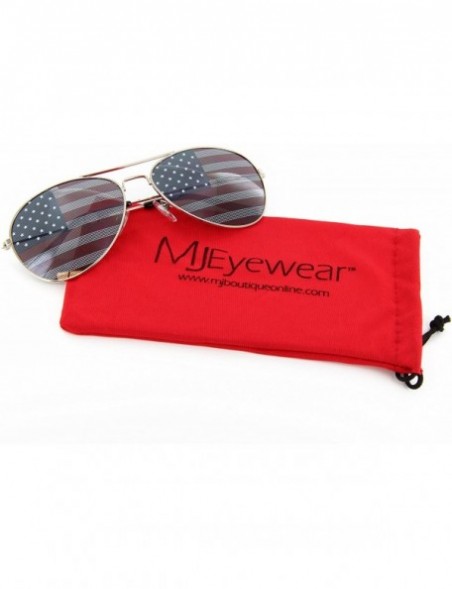 Aviator USA Flag Patriotic Sunglasses Gift Box - Gold - CX12NTK3X00 $12.30