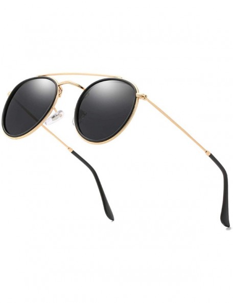 Sport Round Polarized Sunglasses Women Men Classic Small Sunglasses Mirrored Lens - Gold Frame/Grey Lens - CU196MAI34S $9.94