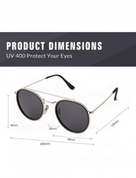 Sport Round Polarized Sunglasses Women Men Classic Small Sunglasses Mirrored Lens - Gold Frame/Grey Lens - CU196MAI34S $9.94