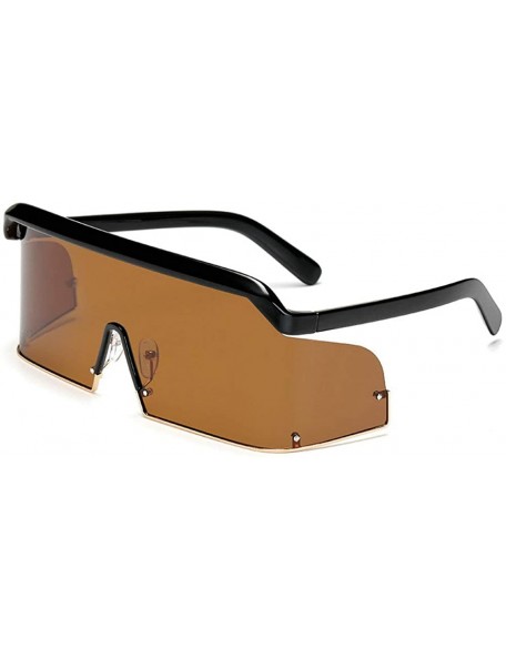 Oversized Vintage Oversized Windproof Sunglasses Polarized - Brown - CA18XET42RG $17.40