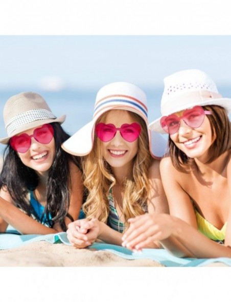 Rimless 2 Pieces Heart Shape Rimless Sunglasses Transparent Candy Color Frameless Glasses Love Eyewear - Pink - C418RC2M36Q $...