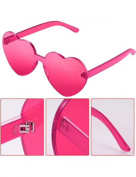 Rimless 2 Pieces Heart Shape Rimless Sunglasses Transparent Candy Color Frameless Glasses Love Eyewear - Pink - C418RC2M36Q $...