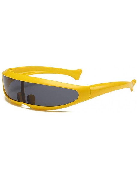 Shield Futuristic Cyclops Sunglasses One Lens For Cosplay Narrow Party Favor Shield Wrap Glasses Technological - Yellow - CJ1...