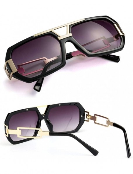 Rectangular Oversized Men Square Sunglasses Fashion Vintage Pilot Sunglasses Retro Glasses Metal - 1 - CC1954QRRAS $16.69