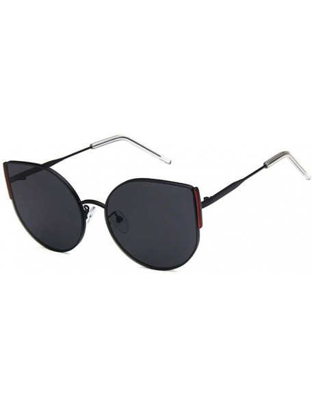 Oval Unisex Sunglasses Retro Black Red Grey Drive Holiday Oval Non-Polarized UV400 - Black Red Grey - C618RH6T9UC $10.03