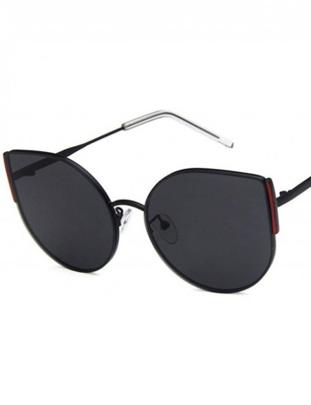 Oval Unisex Sunglasses Retro Black Red Grey Drive Holiday Oval Non-Polarized UV400 - Black Red Grey - C618RH6T9UC $10.03