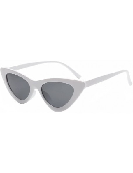 Cat Eye Cat Eyes Sunglasses for Women - Vintage Ladies Triangular Glasses Goggle - White/Grey - CR18ET7N62S $12.37