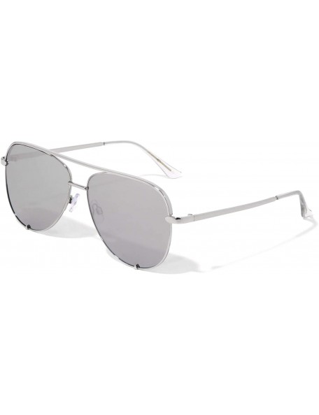 Aviator Color Mirror Bottom Triangle Bracket Rim Modern Aviator Sunglasses - Grey Silver - C0190IYC2A6 $30.45