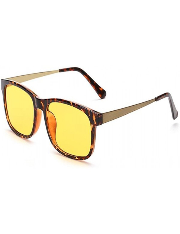 Square anti-radiation Blu-ray classic retro goggles men and women yellow lenses - Leopard Frame Bronze - C618DILADMK $12.70