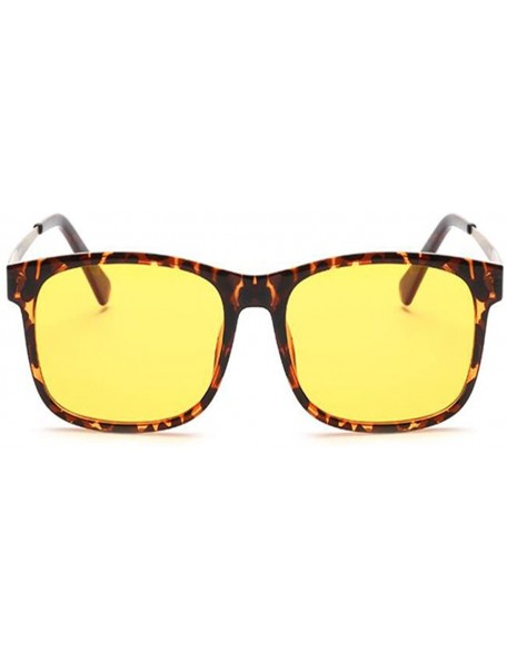Square anti-radiation Blu-ray classic retro goggles men and women yellow lenses - Leopard Frame Bronze - C618DILADMK $12.70