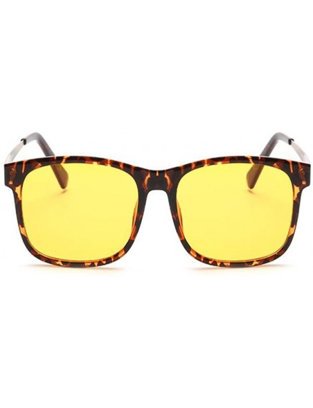 Square anti-radiation Blu-ray classic retro goggles men and women yellow lenses - Leopard Frame Bronze - C618DILADMK $12.70