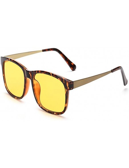 Square anti-radiation Blu-ray classic retro goggles men and women yellow lenses - Leopard Frame Bronze - C618DILADMK $12.70