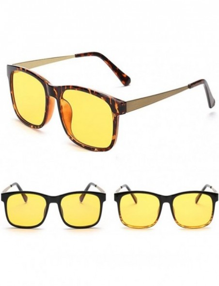 Square anti-radiation Blu-ray classic retro goggles men and women yellow lenses - Leopard Frame Bronze - C618DILADMK $12.70