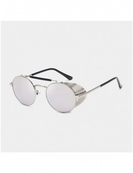 Round Metal Round Frame Steampunk Sunglasses for Men and Women UV400 - C6 Silver Silver - C5198CZOW2N $16.34