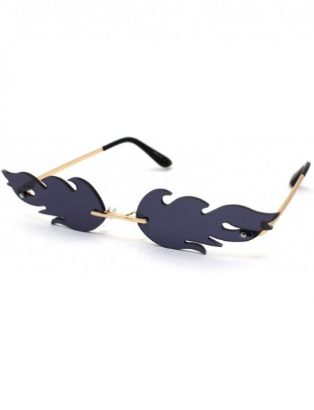 Rimless High Fashion Runway Unique Flame Shape Lens Rimless Sunglasses - Gold Black - C4190QXX0EY $13.89