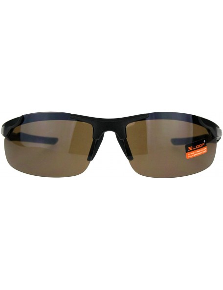 Sport Xloop Sunglasses Mens Sports Fashon Half Rim Wrap Around UV 400 - Bronze (Brown) - C318E2T50KD $12.19