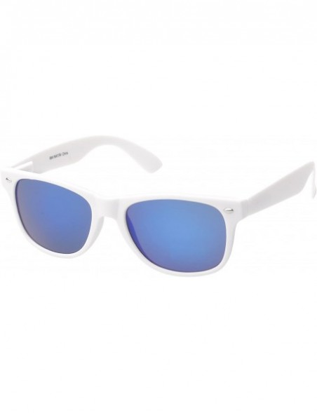 Square Retro Square Fashion Sunglasses in Black Frame Blue Lenses - White Blue - CL11OJA1011 $12.18