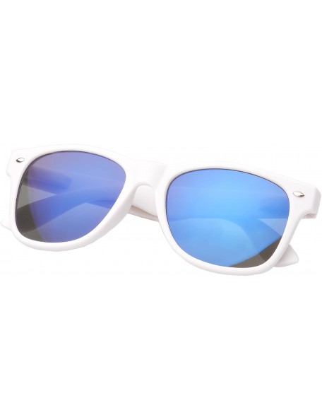 Square Retro Square Fashion Sunglasses in Black Frame Blue Lenses - White Blue - CL11OJA1011 $12.18