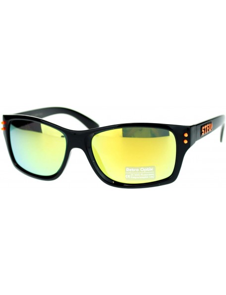 Rectangular STFU! Unisex Sunglasses Classic Rectangular Reflective Lens - Orange - CP11P5E1ORL $9.60