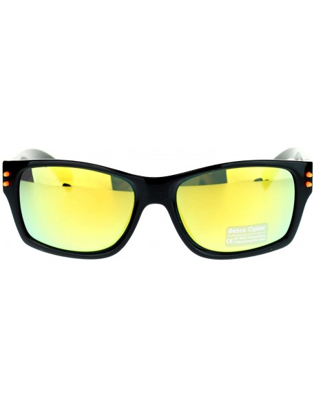 Rectangular STFU! Unisex Sunglasses Classic Rectangular Reflective Lens - Orange - CP11P5E1ORL $9.60