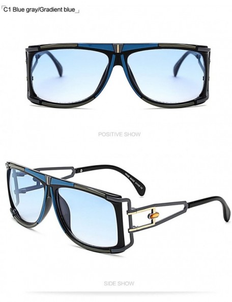 Square Vintage SQUARE Sunglasses Women Brand Designer Fashion Oversized Retro 997239Y - Blue - CS184YLWX9Y $14.89