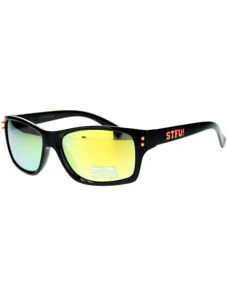 Rectangular STFU! Unisex Sunglasses Classic Rectangular Reflective Lens - Orange - CP11P5E1ORL $9.60