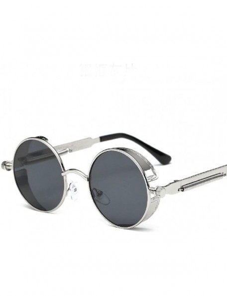 Goggle Vintage Hippie Retro Metal Round Circle Frame Sunglasses - Silver - CE182EY7L5K $12.61