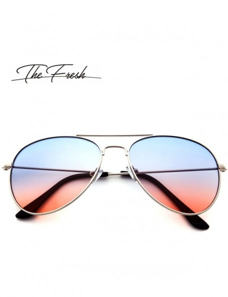 Round Classic Metal Frame Oceanic Color Lens Aviator Sunglasses Gift Box - 1-silver - CC185K6WKHN $11.68