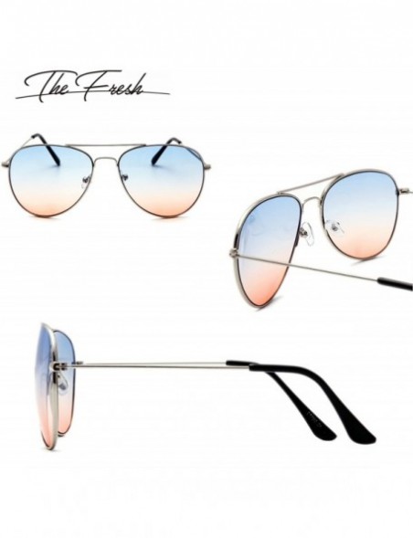 Round Classic Metal Frame Oceanic Color Lens Aviator Sunglasses Gift Box - 1-silver - CC185K6WKHN $11.68