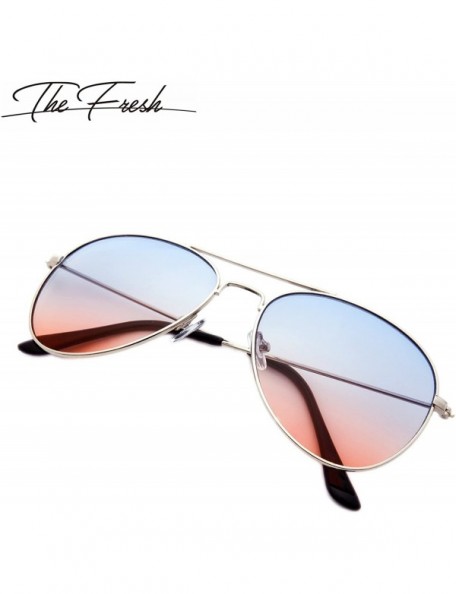 Round Classic Metal Frame Oceanic Color Lens Aviator Sunglasses Gift Box - 1-silver - CC185K6WKHN $19.91
