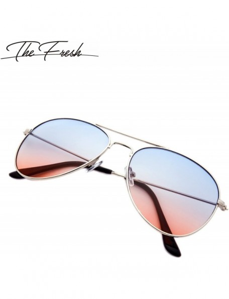 Round Classic Metal Frame Oceanic Color Lens Aviator Sunglasses Gift Box - 1-silver - CC185K6WKHN $11.68