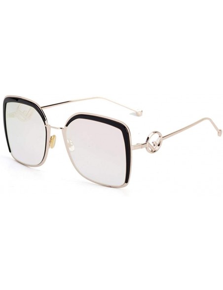 Aviator Fashion sunglasses ladies - 2019 new sunglasses women's big frame eyebrow sunglasses - A - CX18S5GSK46 $50.75